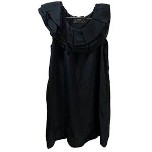 Ruffled‎ Black Viscose Dress Size Medium by SHULAMI